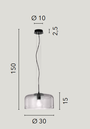 Sospensione in vetro soffiato lucido in varie varianti e struttura in metallo 1XE27 non incl. D.30cm GIBUS-S30 Sospensione in vetro soffiato lucido in varie varianti e struttura in metallo 1XE27 non incl. D.30cm GIBUS-S30